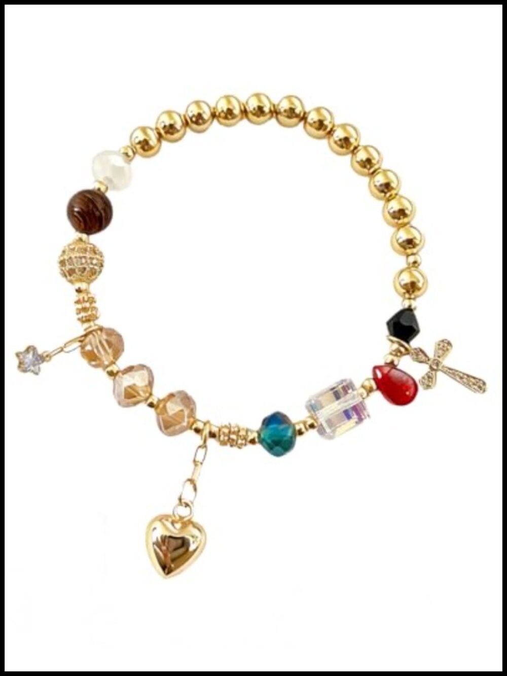 14K Gold Plated Christian Faith Charm Bracelet for Women Religious